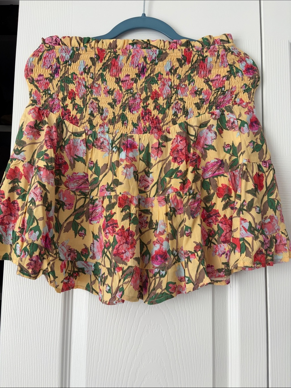 Listicle Yellow Floral Smocked Tiered Skirt